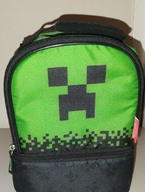 Thermos Green and Black Kids Lunch Bag with Pixel Creeper Face